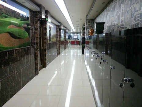 Screen golf business hallway.